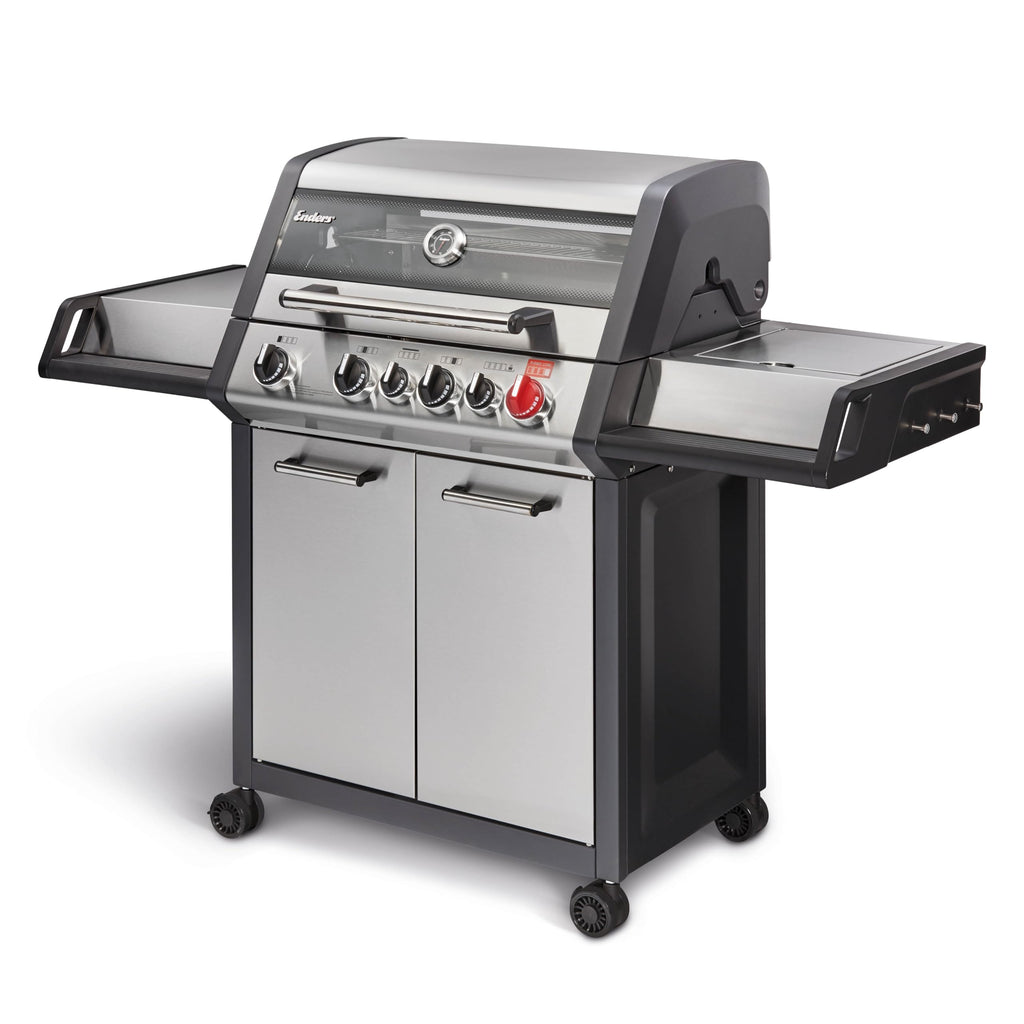 Enders® Gasgrill MONROE PRO 4 SIK TURBO SHADOW, 4-Edelstahlbrenner, Seitenkocher, Infrarot-Backburner, Sichtfenster, HEAT RANGE™, SWITCH GRID™, 800 °C TURBO ZONE™, SIMPLE CLEAN™, #8385
