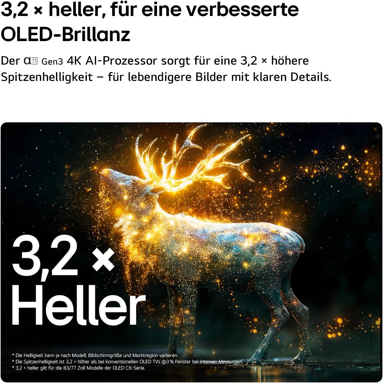 LG OLED77C6ELB 4K OLED Evo AI TV, 77 Zoll, α11 Gen3 Prozessor, webOS 26, 120Hz, VRR bis zu 165Hz, Modelljahr 2026, Energieklasse E