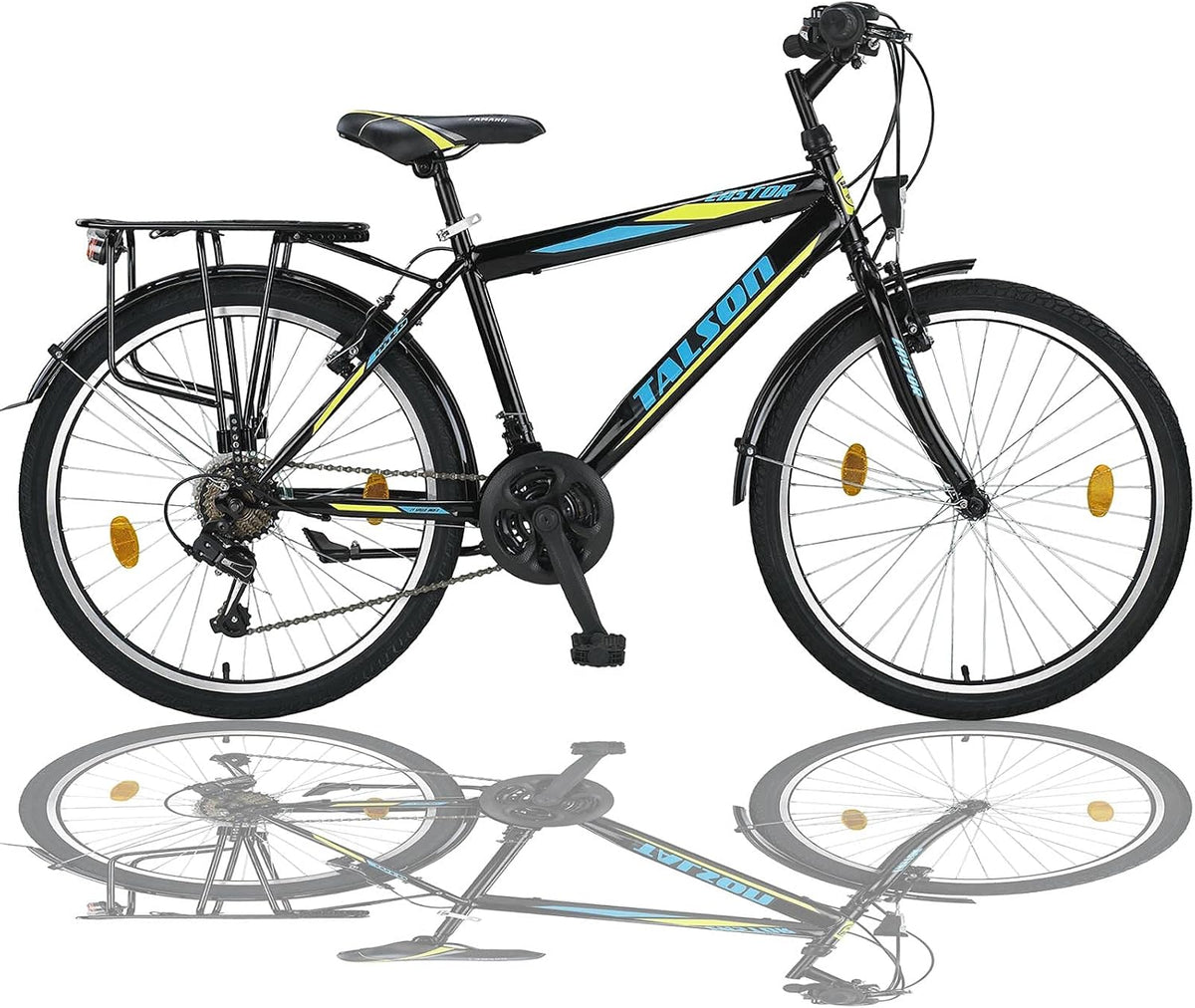 24 Zoll Jungen Fahrrad 21-Gang Shimano mit Beleuchtung Farbe SCHWARZ TMX