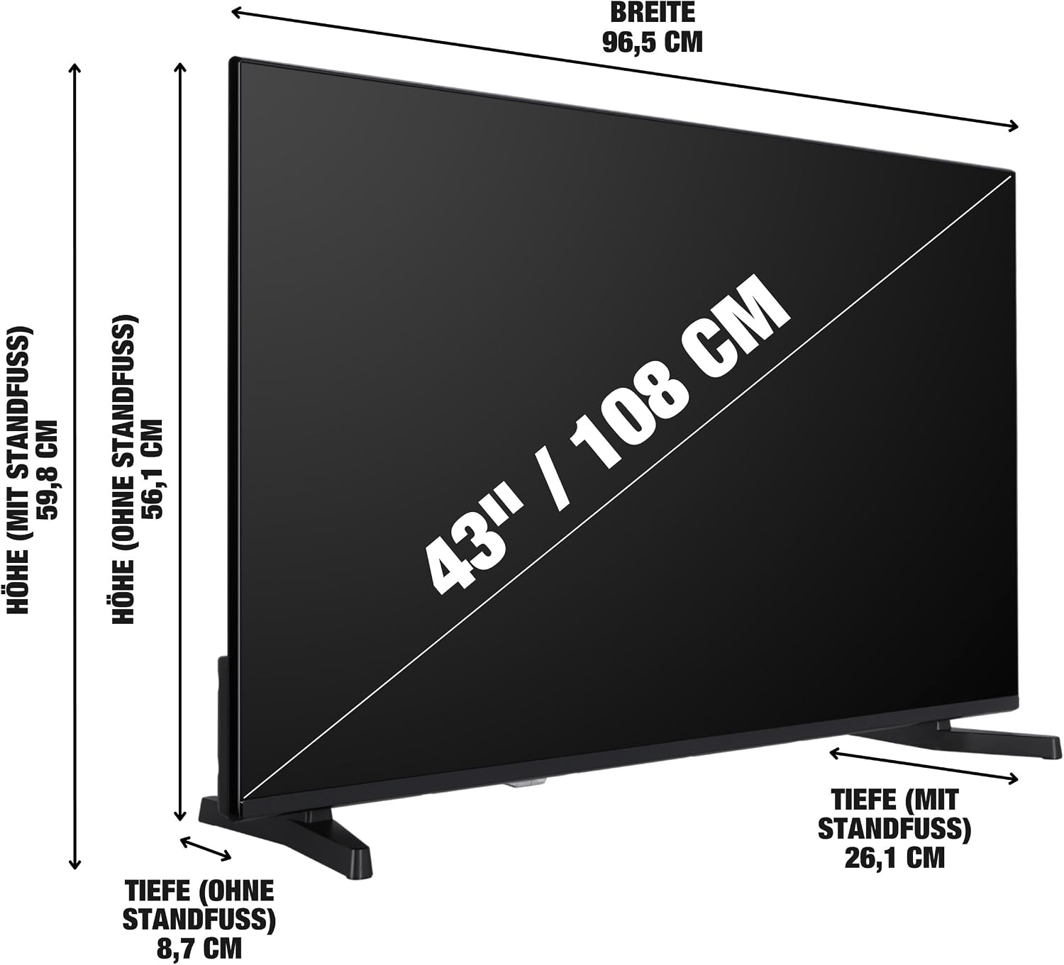 TELEFUNKEN D43U790B2CW Fernseher 43 Zoll VIDAA Smart TV 4K UHD Auflösung
