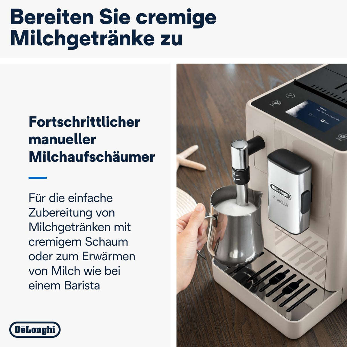De'Longhi Rivelia - Kaffeevollautomat 8 Getränke Beige