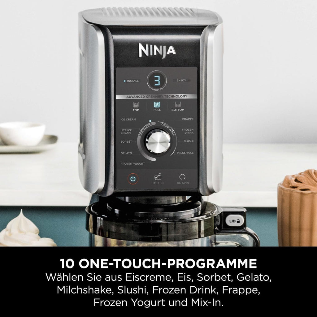 Ninja CREAMi Deluxe Eis-und Eisgetränkmaschine, mit 2 Bechern, Silber