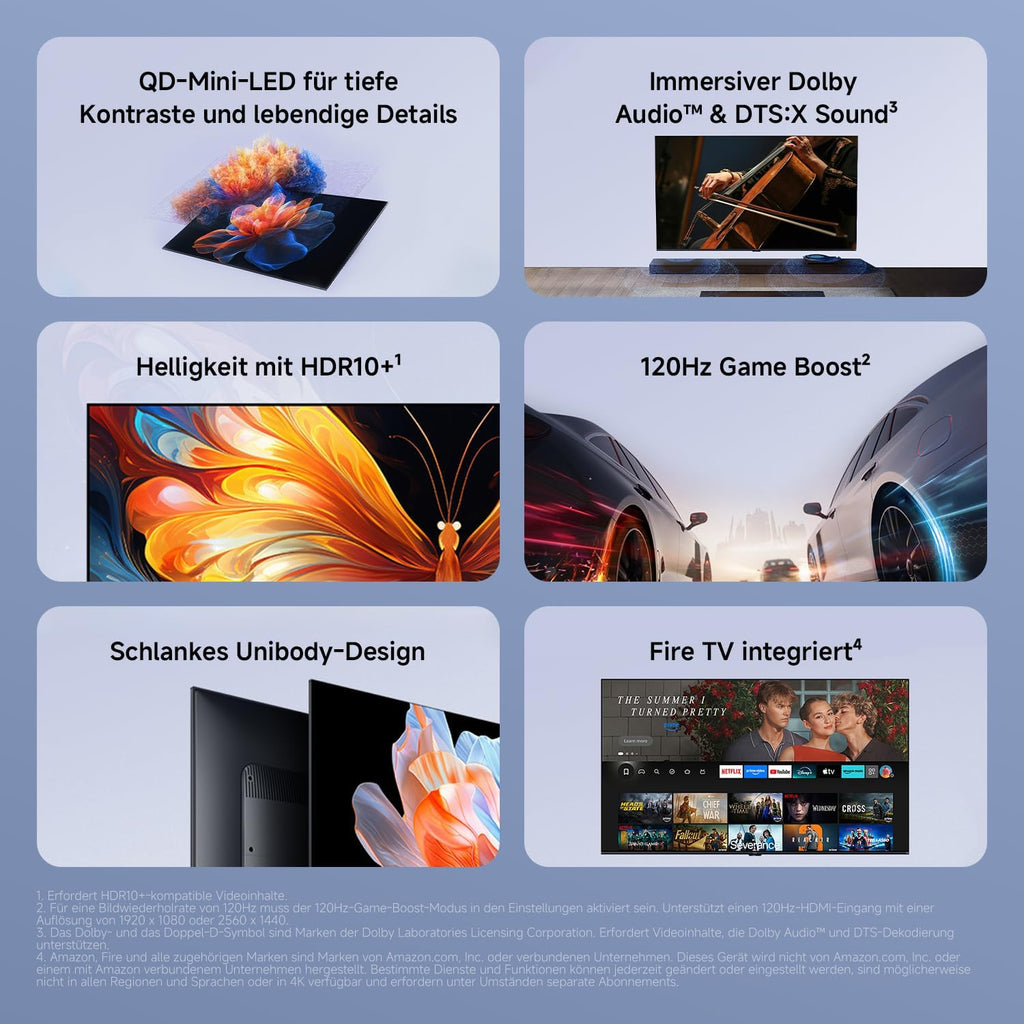 XIAOMI TV FX Mini LED 65" QD Mini LED Smart TV, 4K UHD, Fire TV, HDR10+