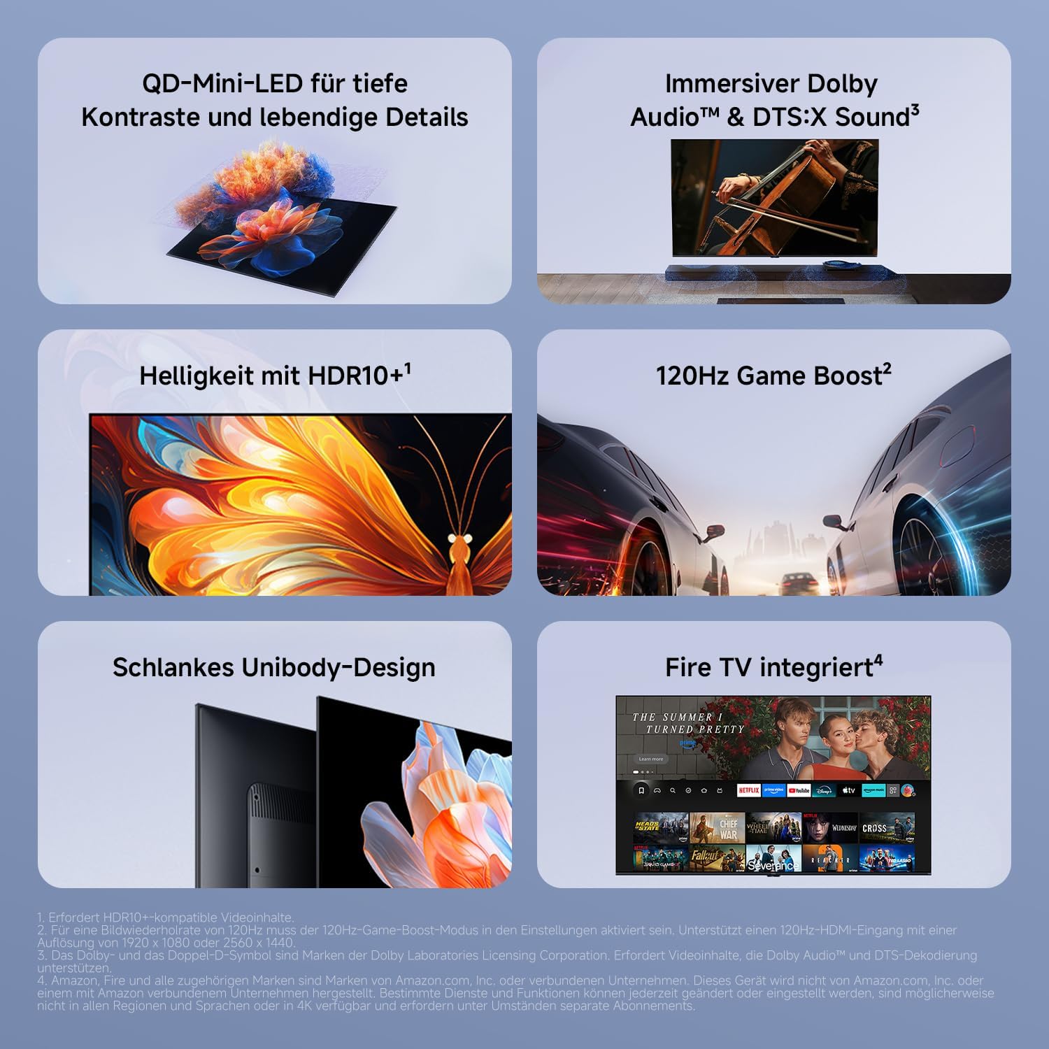 XIAOMI TV FX Mini LED 65" QD Mini LED Smart TV, 4K UHD, Fire TV, HDR10+