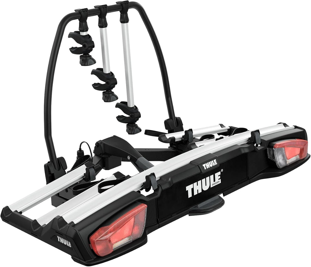 Thule VeloSpace XT Fahrradträger, Fahrradträger Anhängerkupplung Black/Aluminum, 3(4) Bikes