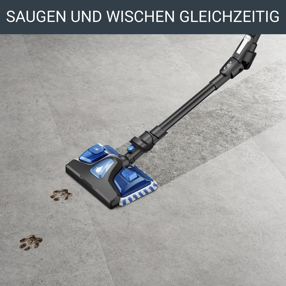 Rowenta X-Force Flex 9.60 Allergy Aqua kabelloser Akku-Stabstaubsauger, 100 Air Watt, herausnehmbarer Akku, Staubsauger kabellos bis zu 45 Min. Laufzeit, kompakt, Flex-Gelenk, blau-schwarz, RH20C2