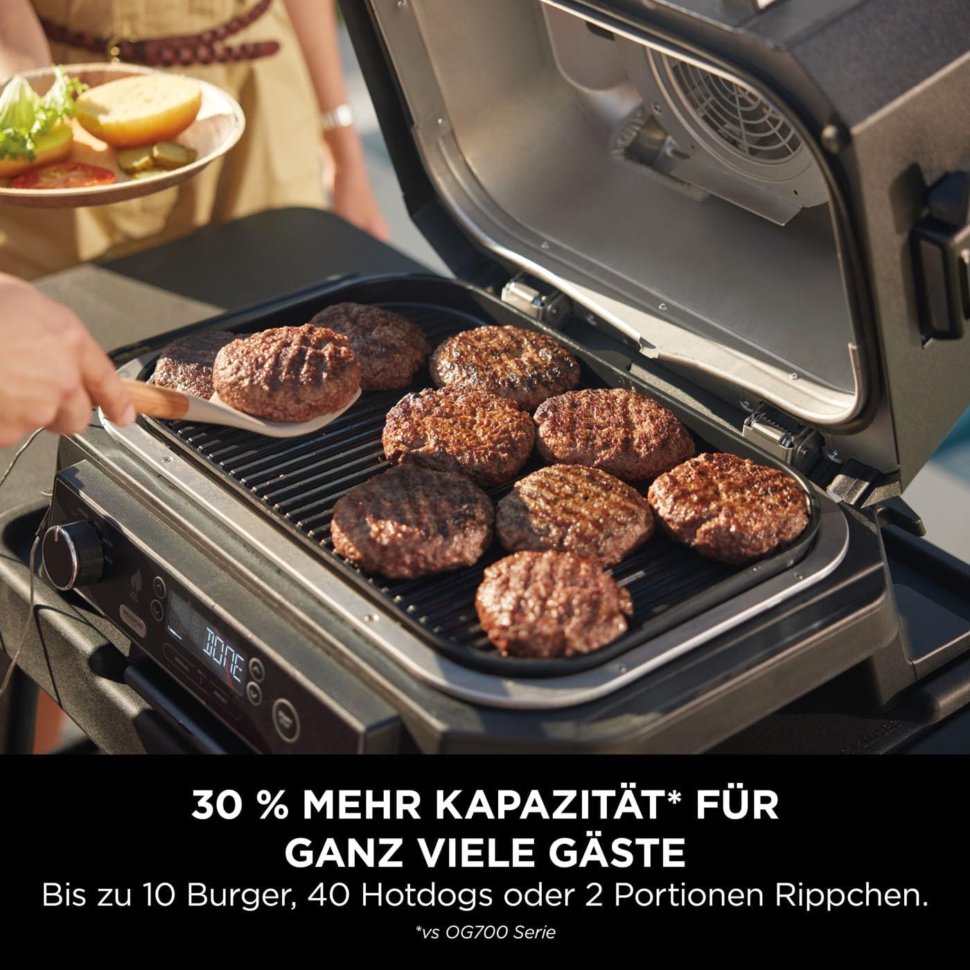 Ninja Woodfire Pro XL Elektrogrill, Holzfeuer-Pellets, wetterfest, OG850EU