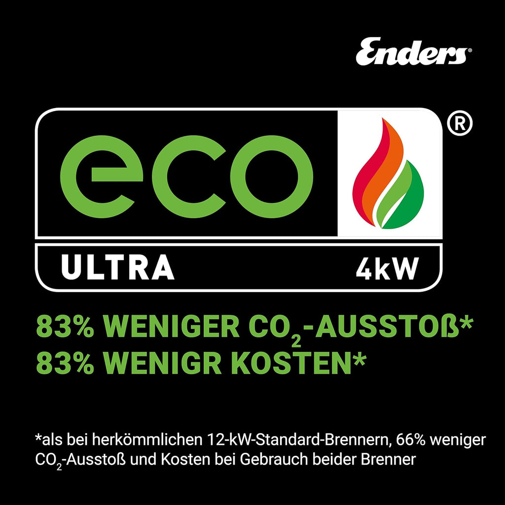 Enders® Terrassenheizer Gas ECOLINE PURE, Gas-Heizstrahler 5640, Terrassenstrahler mit Ultra Brenner-Technologie, Transporträder, Umkippsicherung, Schwarz / Aluminium