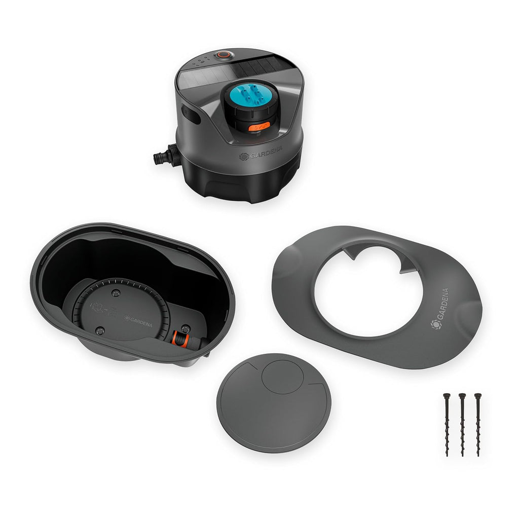 Gardena AquaPrecise, Pipeline Bewässerungssystem für Rasenflächen bis zu 320 m²: solarbetrieben, gleichmäßige Wasserverteilung, für jede Gartenform, Bluetooth, unterirdische Installation (16001-20)