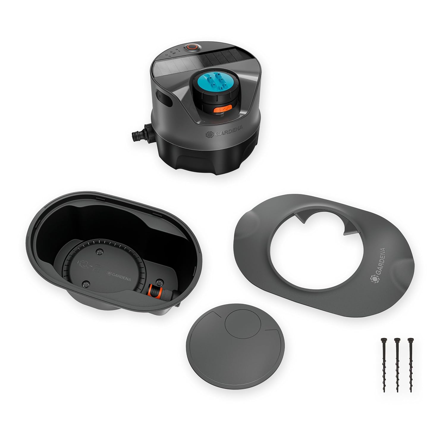 Gardena AquaPrecise, Pipeline Bewässerungssystem für Rasenflächen bis zu 320 m²: solarbetrieben, gleichmäßige Wasserverteilung, für jede Gartenform, Bluetooth, unterirdische Installation (16001-20)