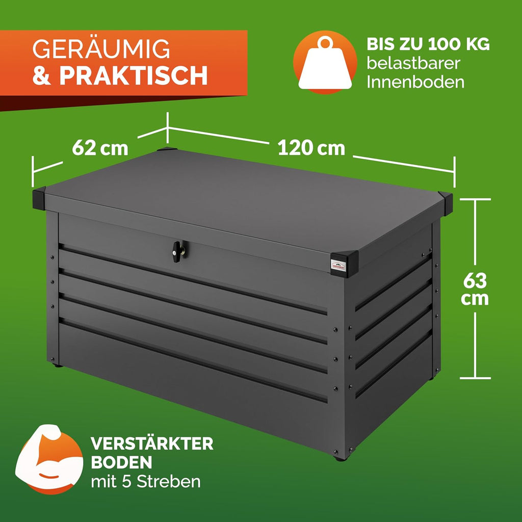 Gardebruk Gartenbox verschließbar, aus Metall, 385L, inkl. Handschuhe