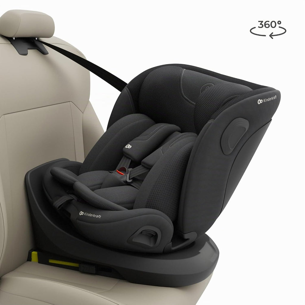 Kinderkraft I-GROW 2 PRO Child Seat 0-36 kg, I-SIZE 40-150 cm, 360 Degree Rotatable, Child Car Seat with Isofix Station, FWF and RWF, Adjustable Headrest/Backrest with Reclining Position, Black