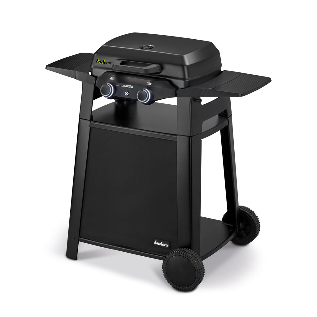 Enders Urban Pro II Trolley, Tischgrill mit Trolley, Grillen-, Kochen-und Backen Funktion, 2 Brenner Edelstahl, mit Grill-Thermometer, Balkon-, Camping-Grill, Aluguss-Gehäuse, Gusseisen-Rost #206272