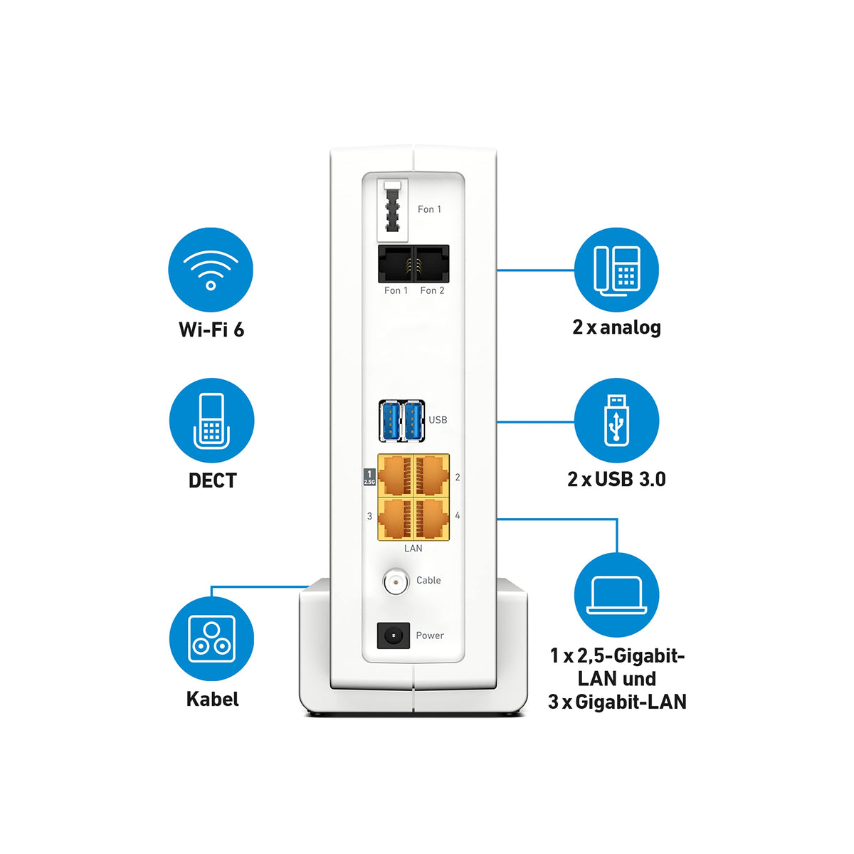 FRITZ!Box 6690 Cable – Wi-Fi 6 Kabelrouter mit DOCSIS 3.1, DECT & USB 3.0o