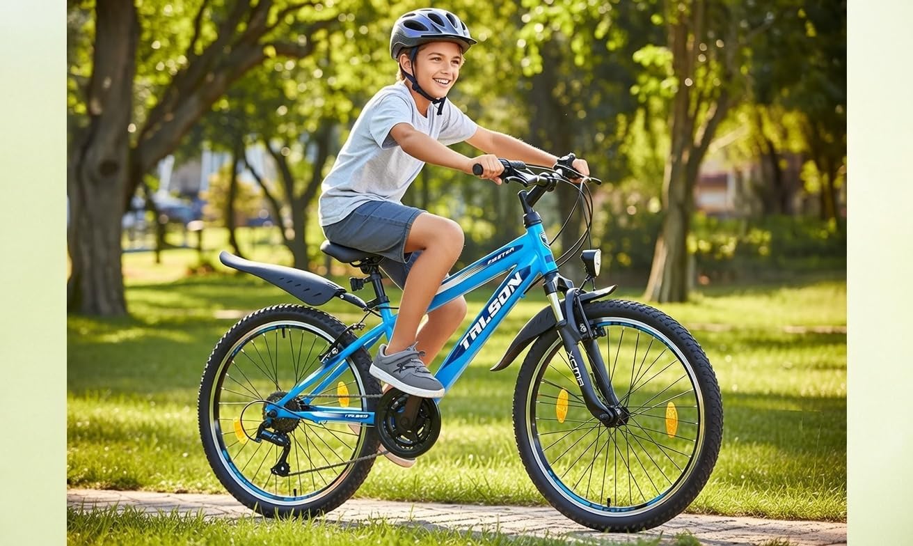 Talson 26 Zoll Mountainbike Fahrrad MIT 21-Gang Shimano, Gabelfederung & Beleuchtung Blau