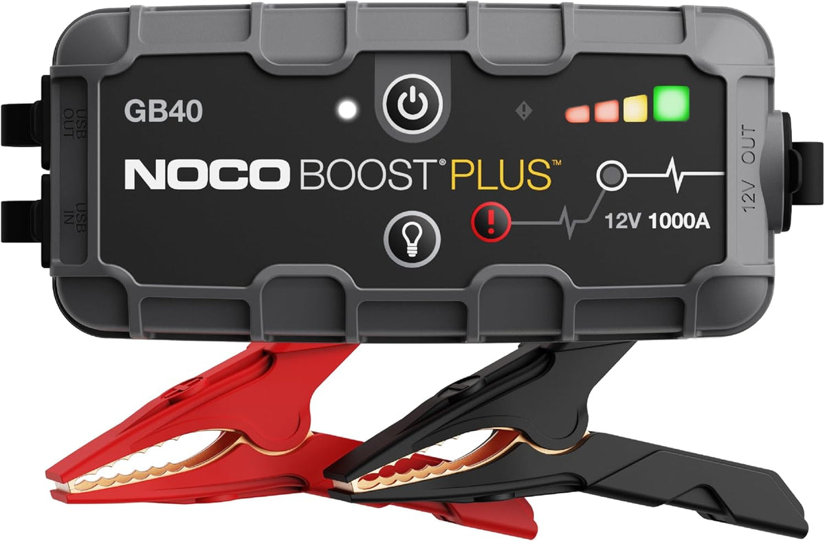NOCO GB40 Starthilfe Powerbank 1000A – 12V, IP65, 20 Starts, LED, USB-C, Pkw/Motorrad/Boot, 1,1kg