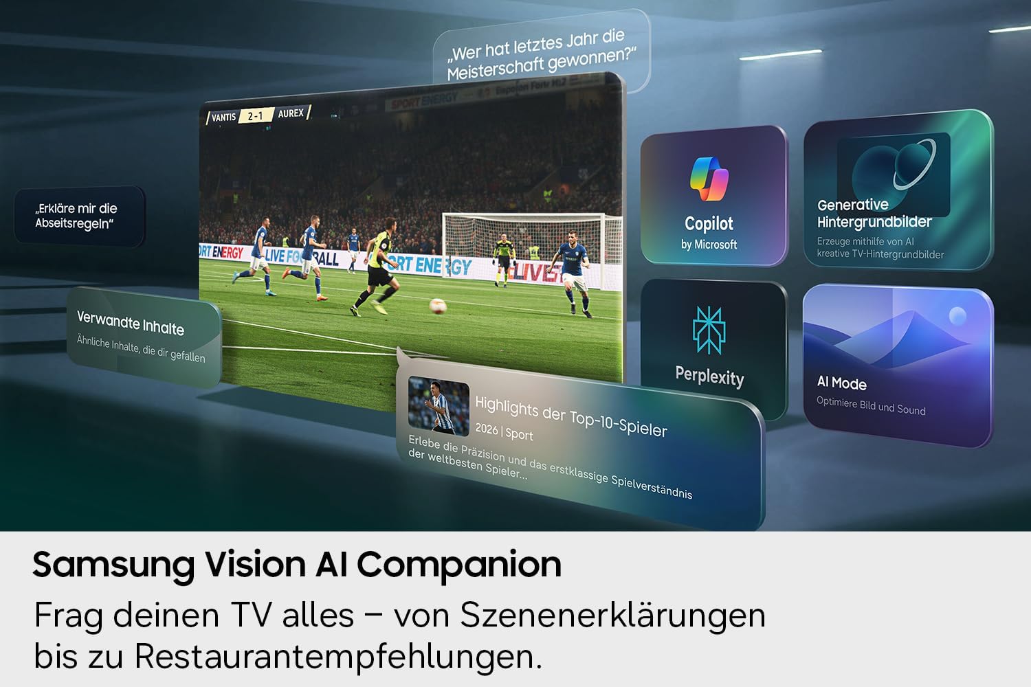 Samsung M70H Mini LED 4K 65 Zoll (163 cm) UHD, HDR, Motion Xcelerator 144Hz, AI Companion, 900 Sender, Smart TV, GU65M70HAU, 2026