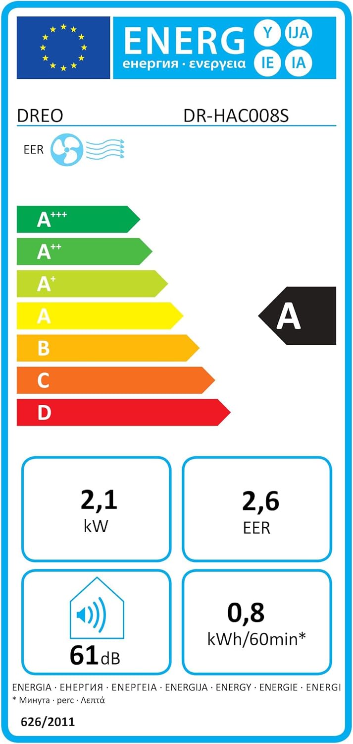 DREO Klimaanlage Mobil, 7.500 BTU Mobiles Klimagerät für Schlafzimmer & Büro, 3-in-1 Kühlen/Ventilieren/Entfeuchten, App-/Sprachsteuerung/Fernbedienung, drainagefrei, Fenster-Set, 2,5 L/h, AC318S
