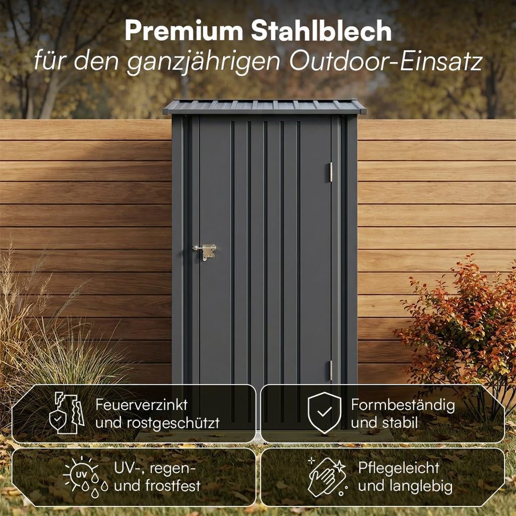 STEELSØN Timir Gerätehaus Metall, Anthrazit, Gartenhaus mit Pultdach