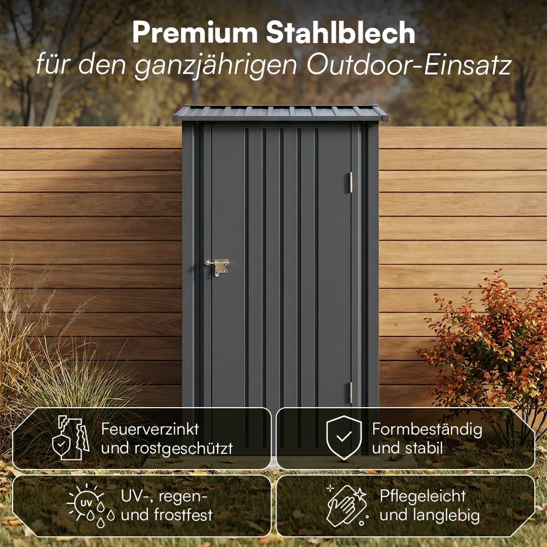 STEELSØN Timir Gerätehaus Metall, Anthrazit, Gartenhaus mit Pultdach