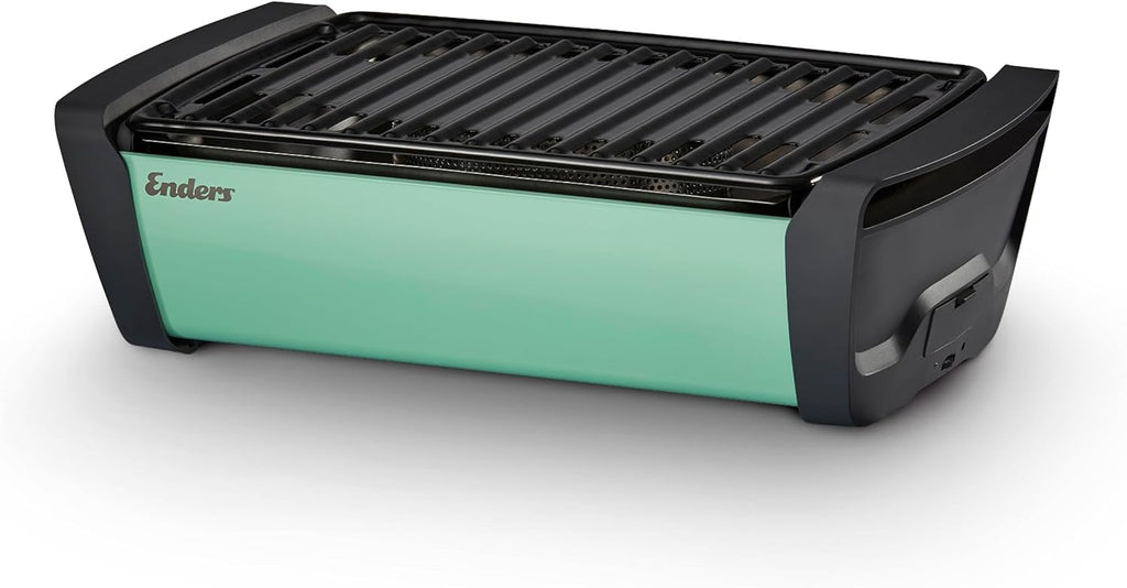 Enders Aurora raucharmer Tischgrill, mobiler Holzkohle-Grill, kleiner Grill, Balkon-Grill, Picknick-Grill, Camping-Grill, Grill mit Belüftung, mint #1360