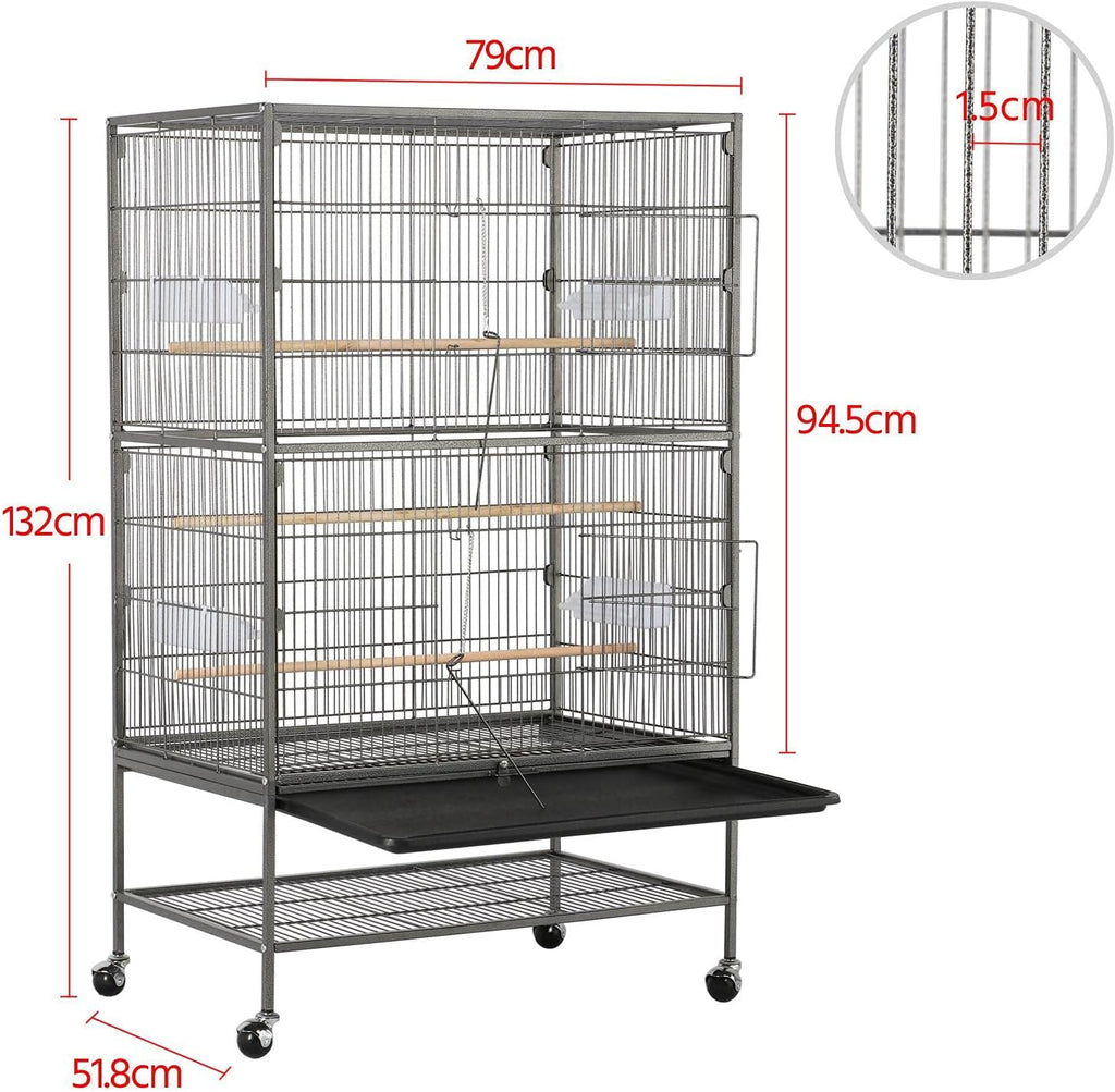 Yaheetech Bird Aviary, Budgie Cage, Rodent Cage Made from Metal Bird Cage with Dirt Tray Insert for Cockatiels, Parrots, Pigeons, Parakeets, Finches