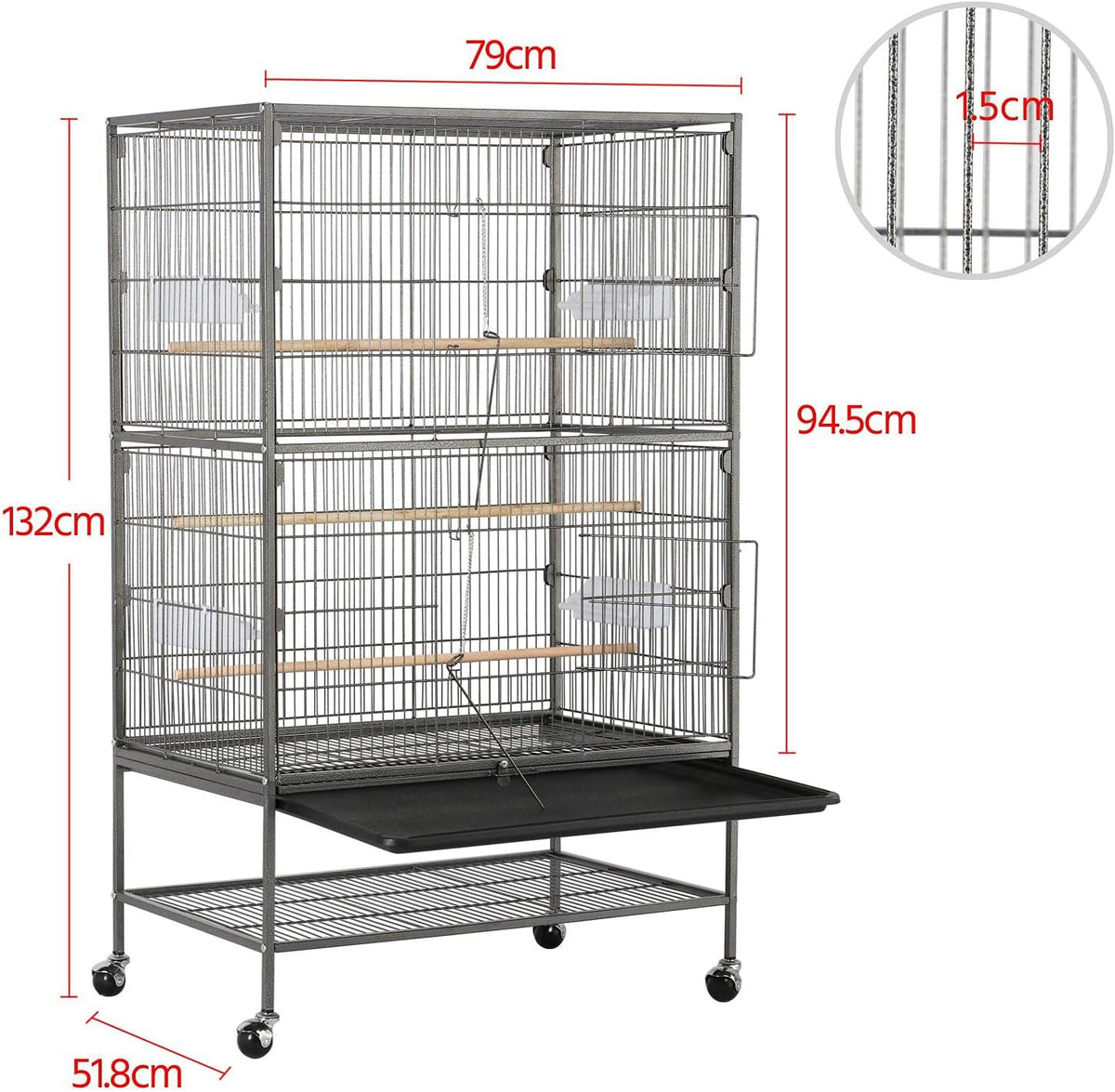 Yaheetech Bird Aviary, Budgie Cage, Rodent Cage Made from Metal Bird Cage with Dirt Tray Insert for Cockatiels, Parrots, Pigeons, Parakeets, Finches