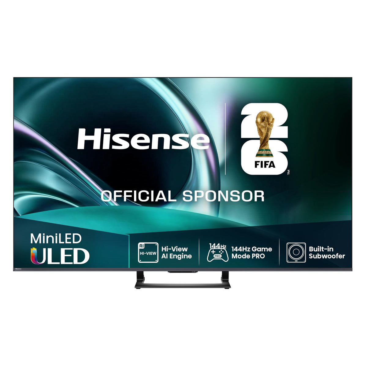 Hisense 55U7Q Fernseher 55 Zoll, 4K Mini LED ULED, Smart TV, Hi-View AI Engine, 144Hz Game Mode Pro, FreeSync Premium, Built in Subwoofer, Dolby Vision IQ Atmos, Airplay, Sprachsteuerung[2025]
