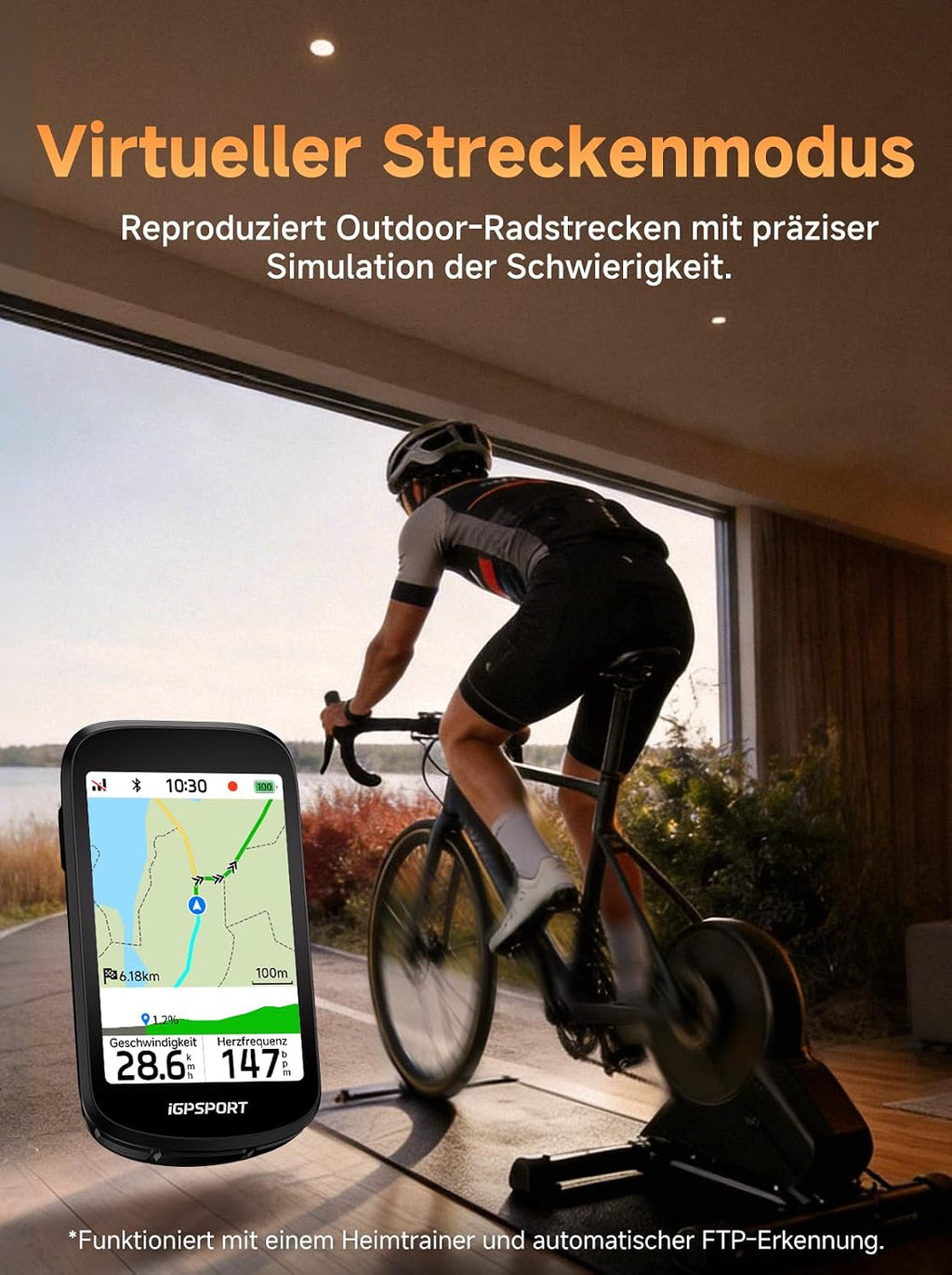 iGPSPORT BSC500 Fahrradcomputer, 3,3-Zoll-Touchscreen, Karten- und Sprachnavigation, E-Bike-Modus, Virtuelles Fahren, ANT+BLE, IPX7