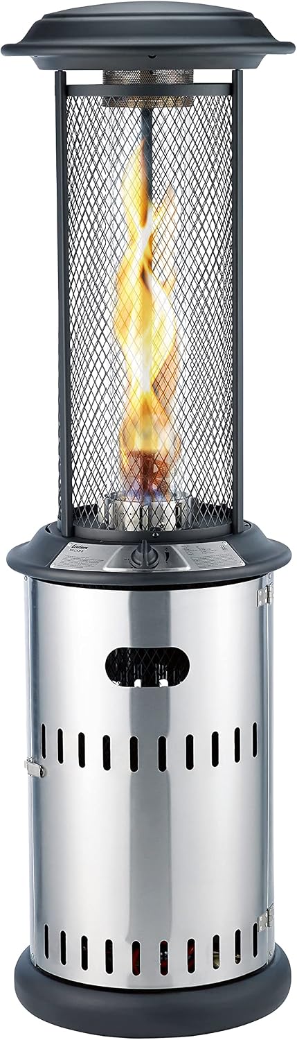 Enders® Terrassenfeuer Gas VULANO, 5589, Vormontiert mit stufenloser Regulierung, höhenverstellbar, Transport-Räder, Umkippsicherung, Silber