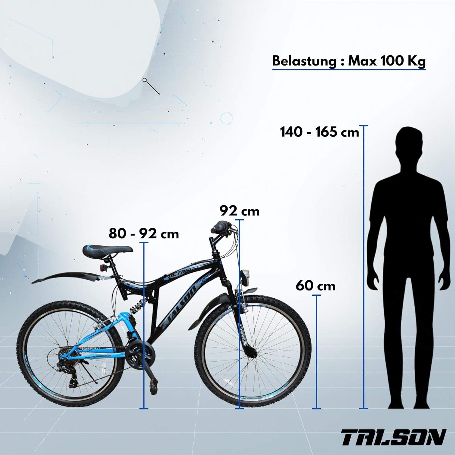 24 Zoll Mountainbike Fahrrad MIT VOLLFEDERUNG & Beleuchtung 21-Gang Shimano OXT Black