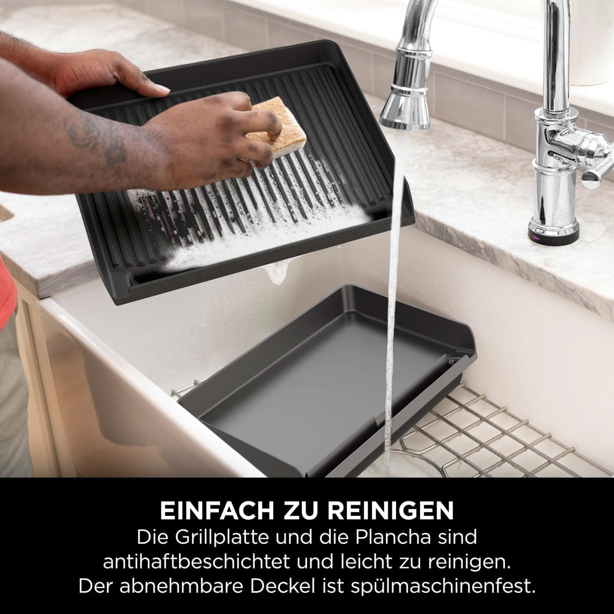 Ninja Sizzle Elektrogrill Indoor & Plancha (Flat Grill Plate) Grau GR101EU