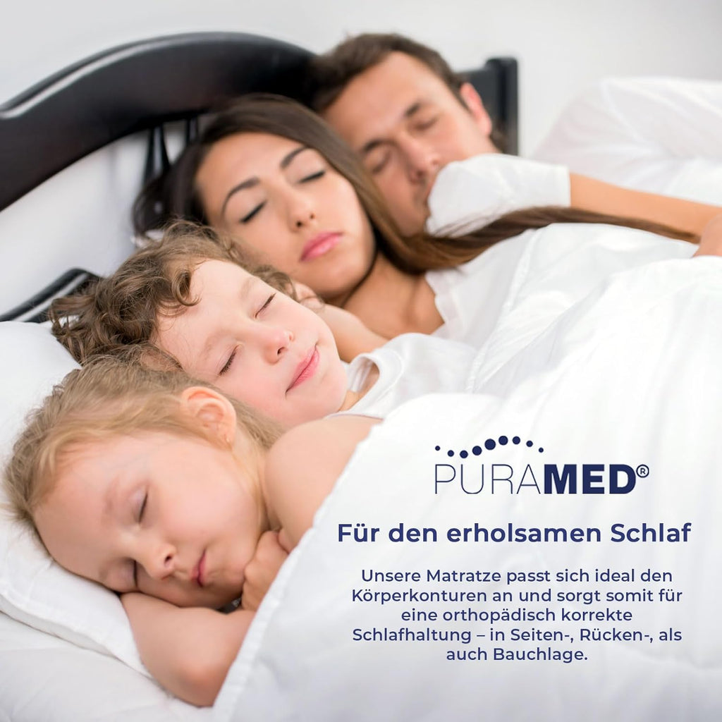 PURAMED Taschenfederkernmatratze 90x200 cm | Härtegrad H3 | Höhe 20 cm | ergonomische 7-Zonen Matratze | waschbarer Mikrofaser-Bezug | Oeko-TEX® & CertiPUR Zertifiziert | produziert in Deutschland