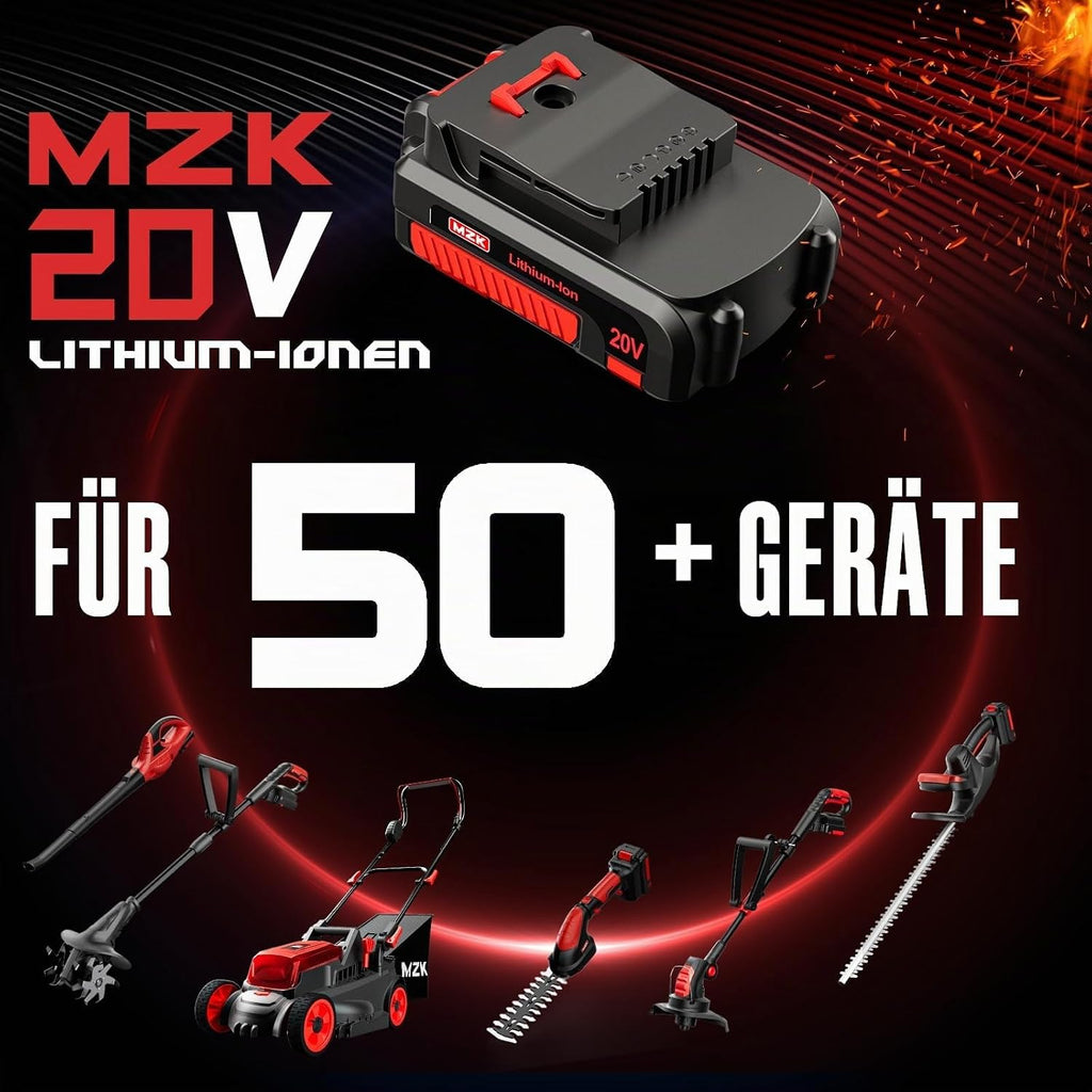 MZK 20 V Leaf Blower Wireless & Ultra Light with 2 x 4.0Ah Batteries and Charger, 210 km/h & 770 m³/h, Red, for Garden, Patio and Yard