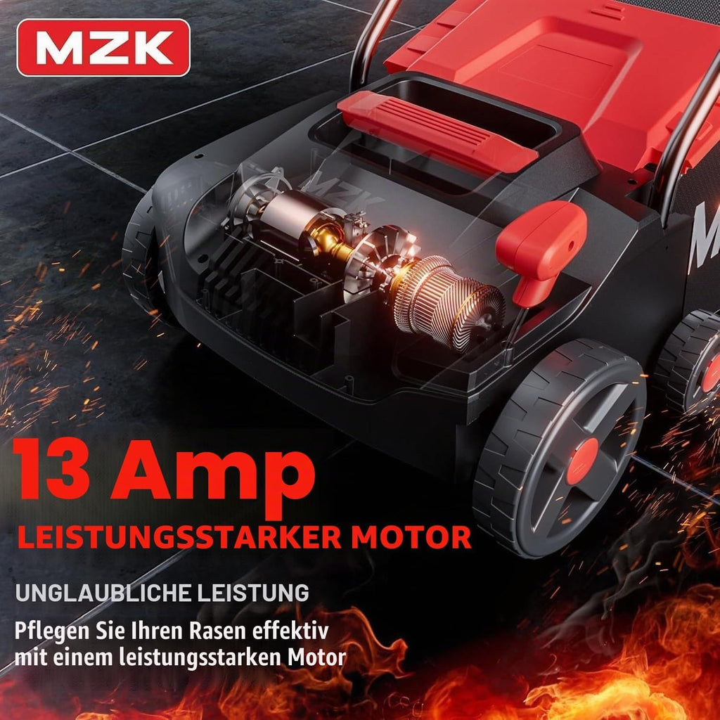 MZK Elektro Vertikutierer & Rasenlüfter, 38 cm, 3700 U/min