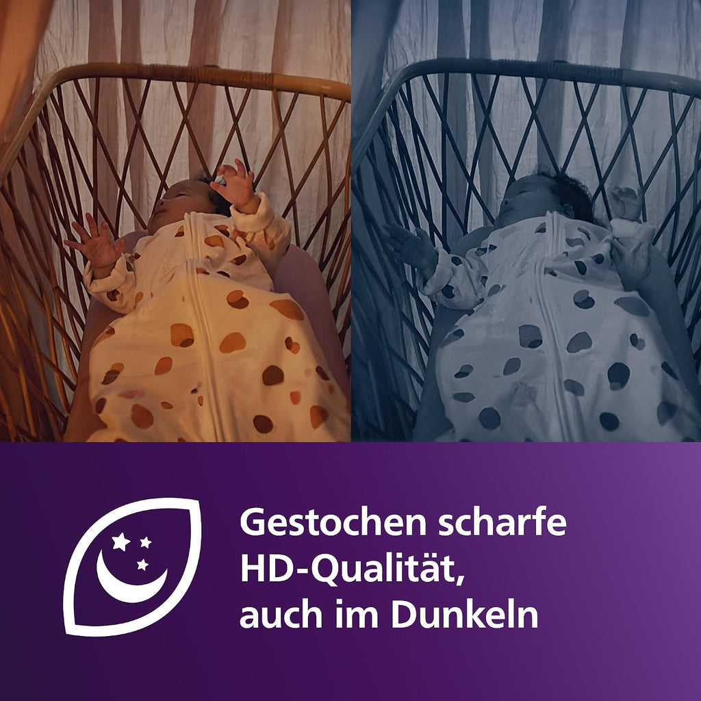 Philips AVENT Connected Baby Monitor with Camera and WiFi, High-Quality HD Camera, Infrared Night Vision Function, Scream Detection, Intercom Function, DEKRA Certified Private and Safe, SCD951/26