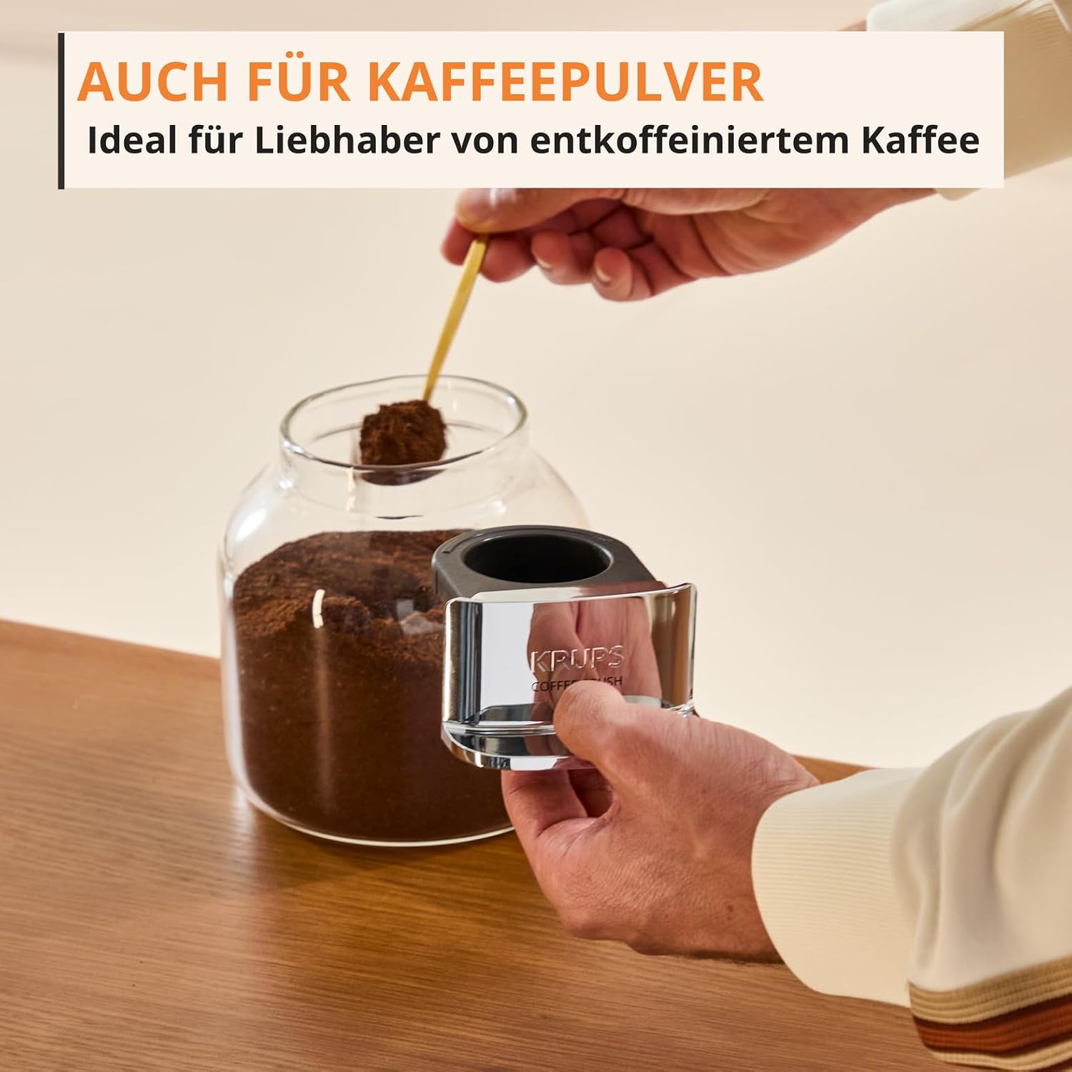 KRUPS Coffee Crush Extra Kaffeevollautomat, nur 15 cm breit, Beige