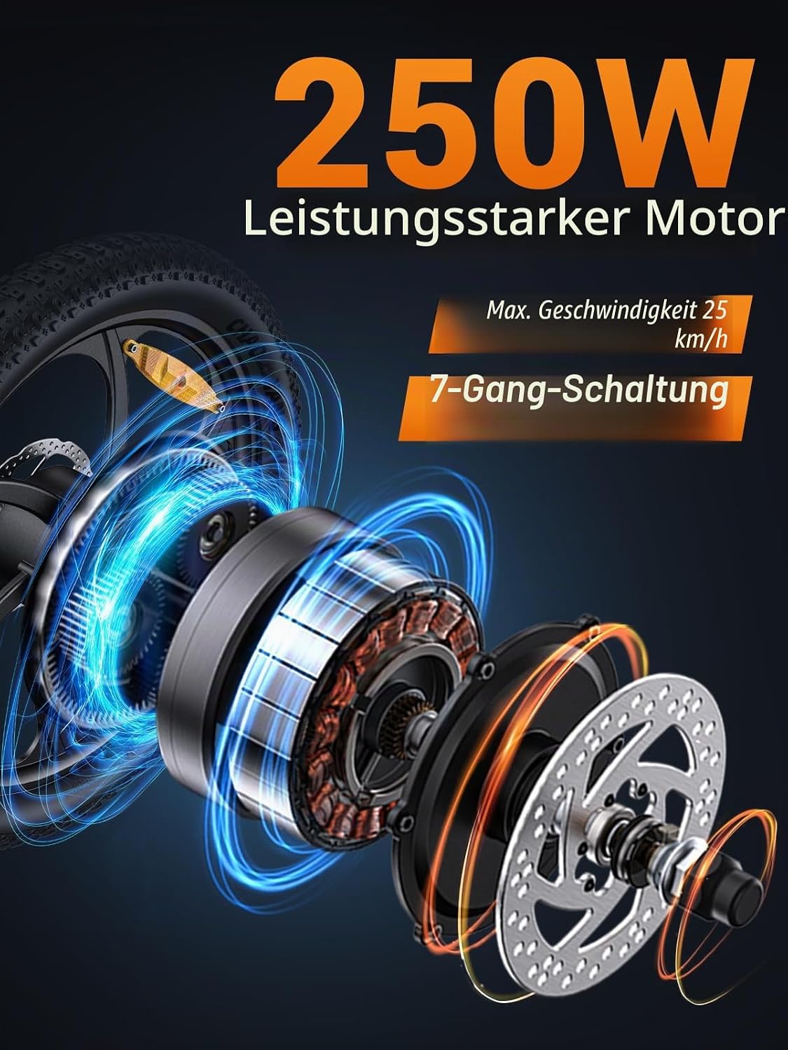 MilePort 1 Elektrofahrrad Für Erwachsene, 250W Klappbares Elektrofahrrad Mit 36V 13AH Abnehmbarem Akku, Geschwindigkeit 25KM/H und Reichweite 100KM, 20„* 3.0“ Fetter Reifen E-Bikes Für Stadtpendler