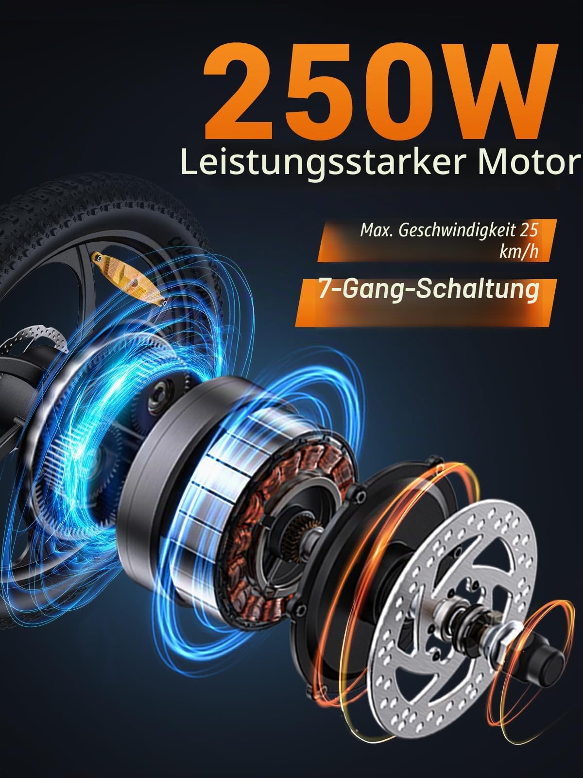 MilePort 1 Elektrofahrrad Für Erwachsene, 250W Klappbares Elektrofahrrad Mit 36V 13AH Abnehmbarem Akku, Geschwindigkeit 25KM/H und Reichweite 100KM, 20„* 3.0“ Fetter Reifen E-Bikes Für Stadtpendler
