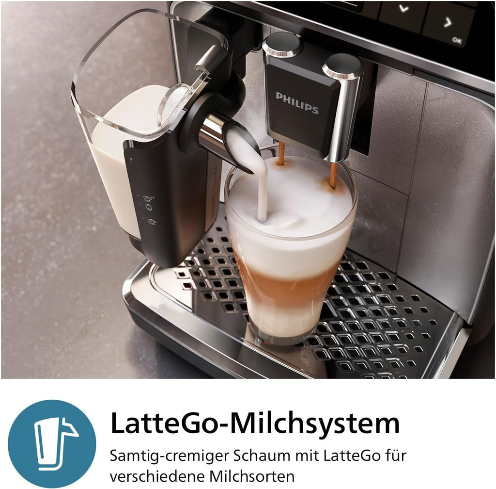 Philips EP3347/90 3300 Series LatteGo Kaffeevollautomat 1,8L – SilentBrew, AquaClean, 12-stufig, Schwarz/Chrom