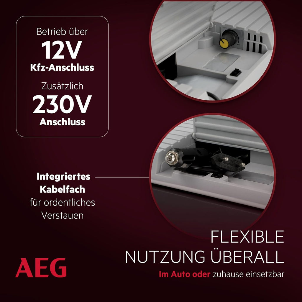AEG Automotive 28 Litre Thermoelectric Cool Box, 12 / 230 V for Cars and Mains Outlets, Red