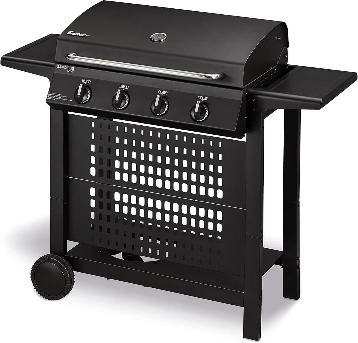 Enders Gasgrill SAN DIEGO NEXT 4, 4 Brenner aus Edelstahl, mit Grillthermometer, kleiner Gasgrill, Camping, Edelstahlrost, Balkon Gas Grill,stabile Seitenablagen #80176