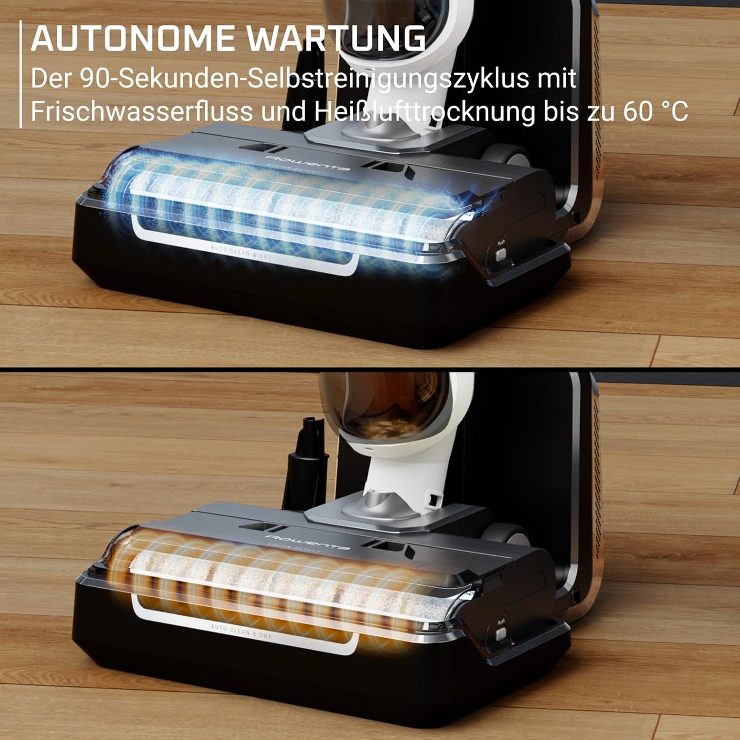 Rowenta X-Clean 5, 2-in-1 Nass- und Trockensauger, 3 Modi, präzise Reinigung, automatischer Erkennungsmodus, LED-Beleuchtung, selbstreinigend, Heißtrocknung, 50 Min. Laufzeit, Schneeweiß, GZ5557EE