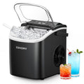 EUHOMY Small Ice Cube Maker, 12 kg Ice Cube Maker, 9 Cubes Ready in 6 Minutes, Black Ice Cube Machine with Portable Handle, 12 kg/24 H, Self-Cleaning Ice Cube Machines
