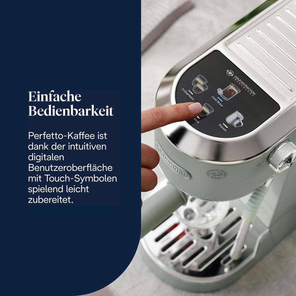De'Longhi Dedica Duo - Manuelle Espressomaschine mit Cold Brew Grün