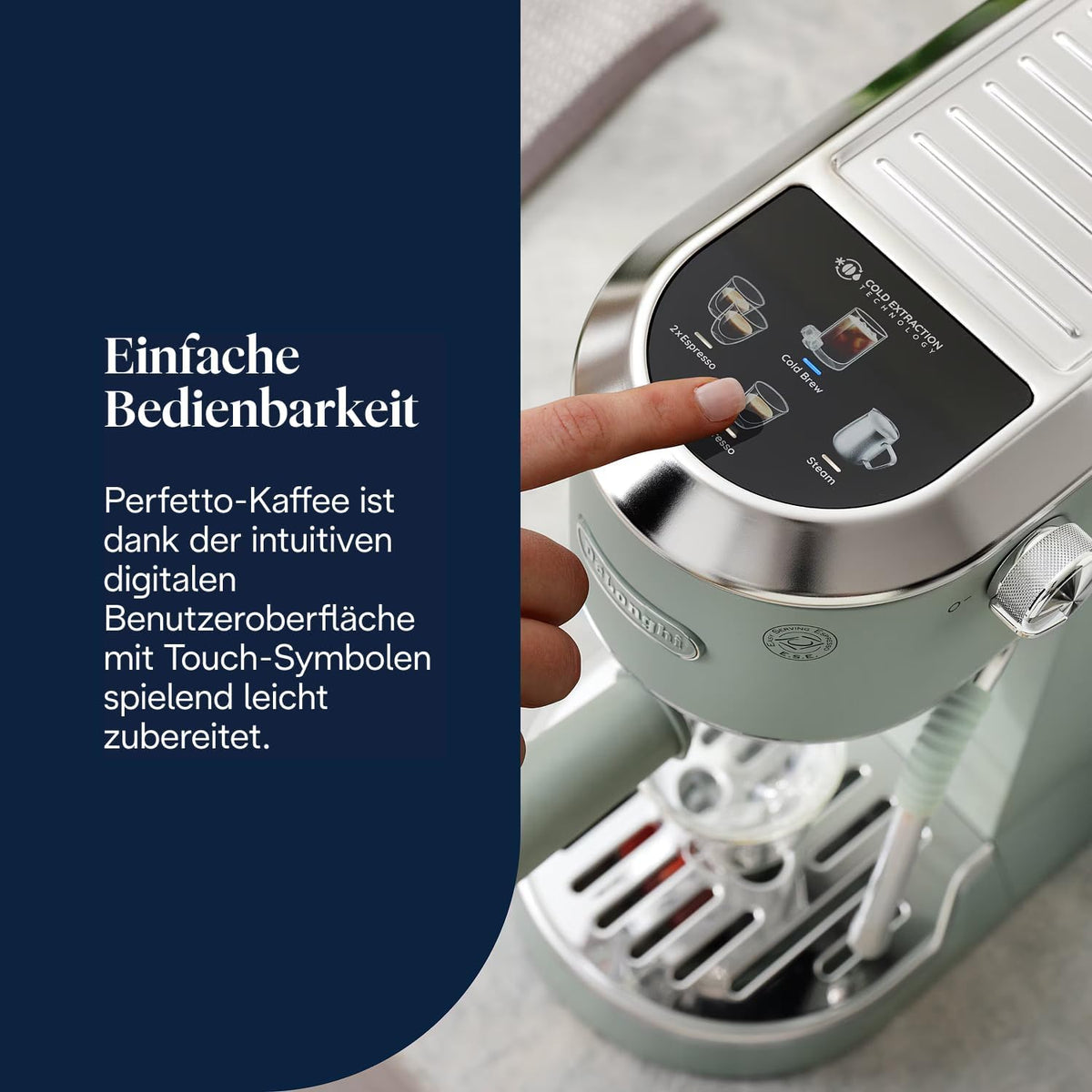 De'Longhi Dedica Duo - Manuelle Espressomaschine mit Cold Brew Grün