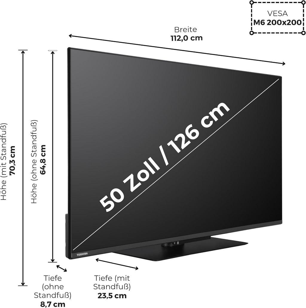 Toshiba 50UV3463DA Fernseher 50 Zoll VIDAA Smart TV mit 4K UHD Auflösung