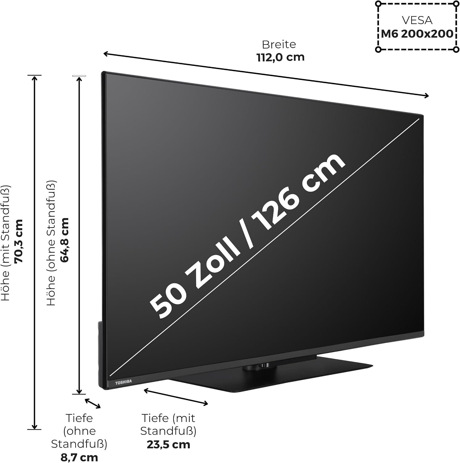 Toshiba 50UV3463DA Fernseher 50 Zoll VIDAA Smart TV mit 4K UHD Auflösung