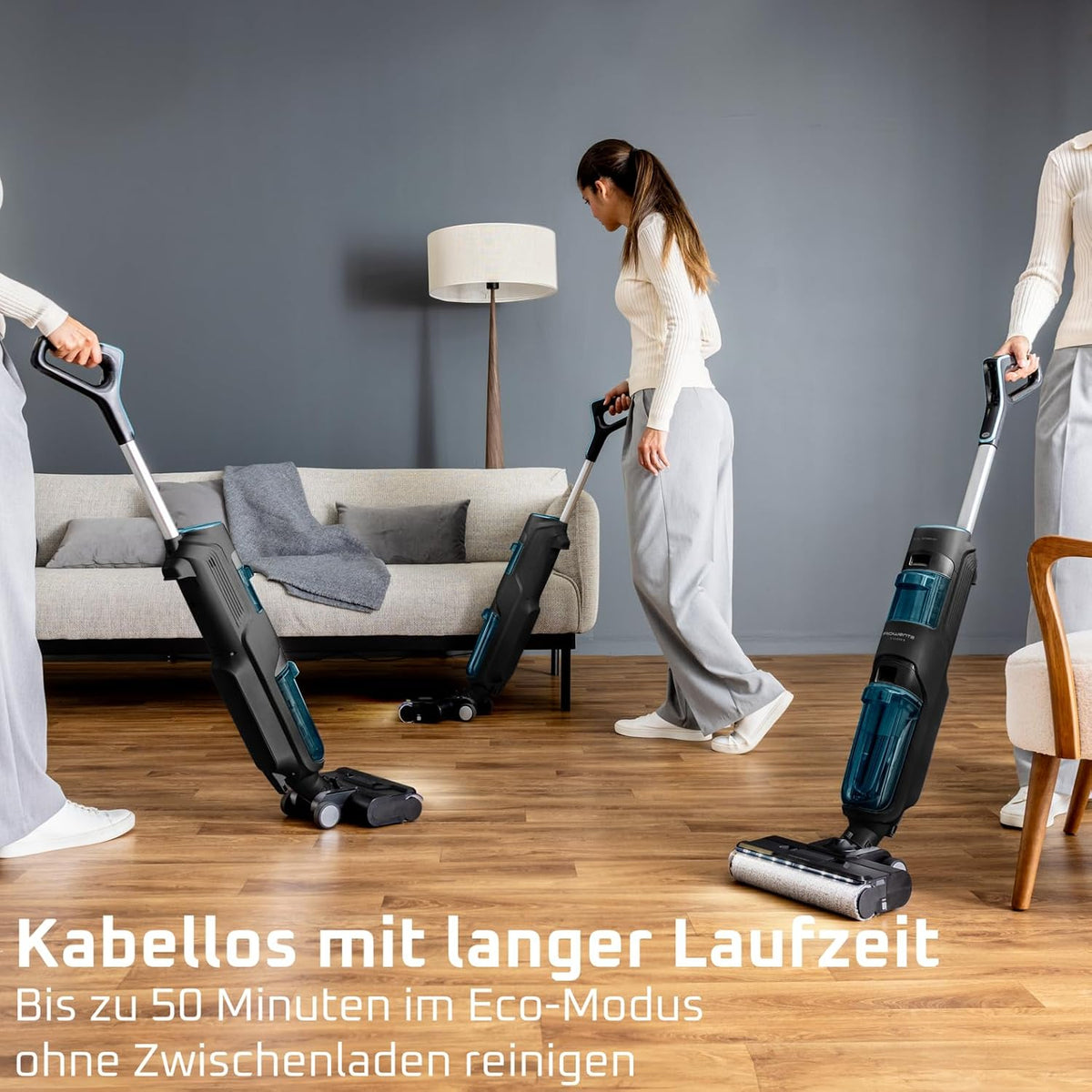 Rowenta X-Clean 5 kabelloser Akku-Nass-Trockensauger, selbstreinigend, nur 1,1 kg in der Hand, Sprachassistenz, LED-Anzeige, 170 Watt, 50 Min. Laufzeit, Schwarz/Blau, GZ5555EE