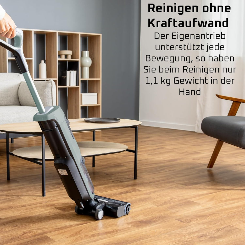 Rowenta X-Clean 2, 2-in-1 Nass-Trockensauger, ECO-/MAX-Modi für makellose Ergebnisse, 1,1 kg leicht, selbstfahrende Walze, Kantenreinigung, 90 Sek. Selbstreinigungszyklus, Eucalyptus, GZ2262E0